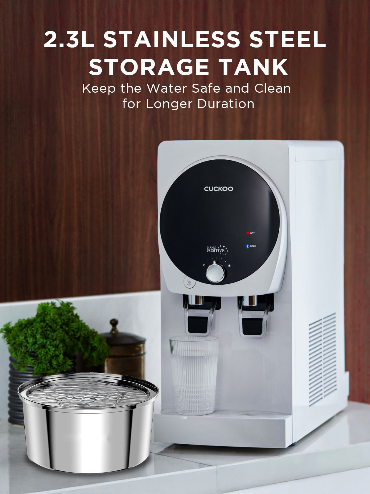 King Top Nano Positive Hot & Cold Water Purifier | Suitable for Municipal Supply Or Water Having TDS Below 300 Only | Model No.- CP-KN501HW